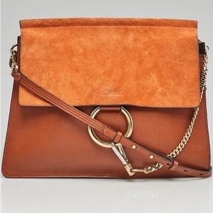 CHLOE Suede Calfskin Medium Faye Shoulder Bag